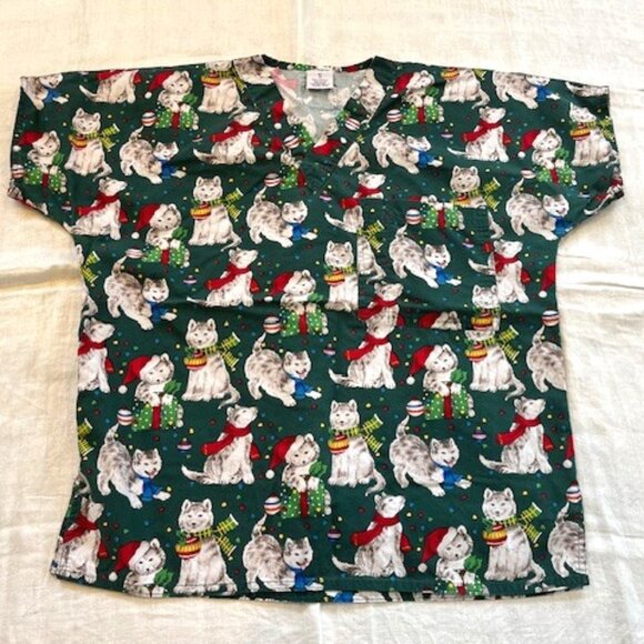 Christmas Huskie Dogs Uniform Top Small Women - Picture 1 of 6